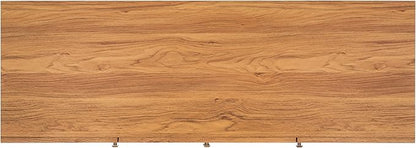 SAFAVIEH Evane TV Stand for up to 65" Flatscreen – Oak Brown & Natural, 2 Doors with Interior Storage, 2 Open Shelves, Entertainment Media Console (MED9629D)
