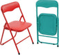 HealSmart 2 Pcs Kids Folding Chair with Padded Seat & Back, Metal Frame for Toddlers & Children, Indoor Outdoor Use for Playroom, Bedroom, Kitchen, Foldable for Easy Storage & Portability, Green+Red