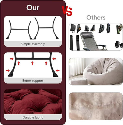 Lazy Chair with Folding Ottoman Modern Large Accent Chair,Contemporary Lounge Leisure Sofa Chair with Armrests Upholstered Sofa Armchair Reading Chair for Bedroom,Dorm&Office (Dusty Rose-f)
