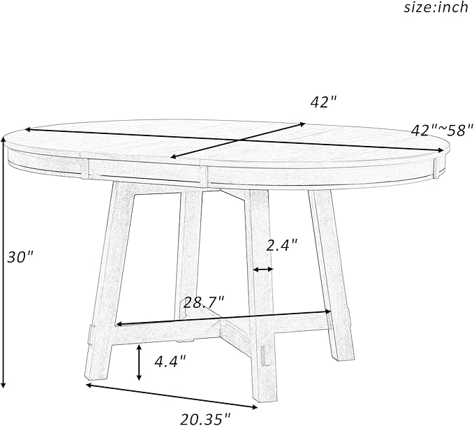 Need Extendable Farmhouse Round Dining Table with 16" Leaf - Solid Wood Kitchen Table, Adjustable Size for Small Spaces (Oak + White)