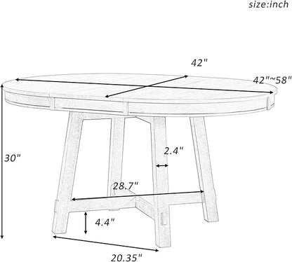 Need Extendable Farmhouse Round Dining Table with 16" Leaf - Solid Wood Kitchen Table, Adjustable Size for Small Spaces (Oak + White)