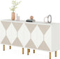 LITTLE TREE White Sideboard Buffet Cabinet, Modern Sideboard Cabinet with 4 Doors, Cupboard Console Table