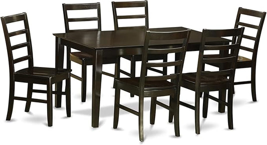 East West Furniture CAPF7-CAP-W 7 Piece Dining Table Set Consist of a Rectangle Wooden Table and 6 Dining Room Chairs, 36x60 Inch, Cappuccino