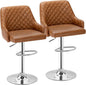 VECELO Bar Stools Set of 2, Modern PU Leather Adjustable Bar Stools with Back, 360° Swivel Bar Height Stools for Kitchen Counter Island, X-Large Size