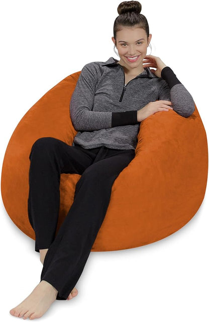 Sofa Sack Bean Bag Chair - Plush, Ultra Soft - Memory Foam Bean Bag Chair with Microsuede Cover - Stuffed Foam Filled Furniture and Accessories for Dorm Room 3 Feet - Tangerine