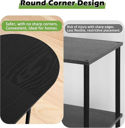 ETELI Black Coffee Tables for Living Room 2-Tier Small Oval Coffee Table Wood Accent Coffe Tables with Storage Shelf Modern Mesa De Centro Sala for Small Space, Home Office