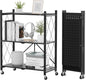ALANNG Storage Shelves with Wheels, Bookshelf with Storage, No Assembly Metal Rack Cart for Kitchen, Office, Laundry, Garage (3 Tier, Black)