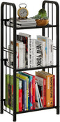 Bookshelf Storage Shelf Bookcase Freestanding Storage Stand for Living Room, Bedroom, Kitchen, Rust Resistance, Easy Assemblyl Free Combination Multi-Functional Organizer (3 Tiers, Black)
