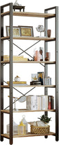 IRONCK Bookshelf 6-Tier Ladder Shelf 110 lbs or Shelf Display Shelf Vintage Industrial Style Bookcase for Home Office, Living Room
