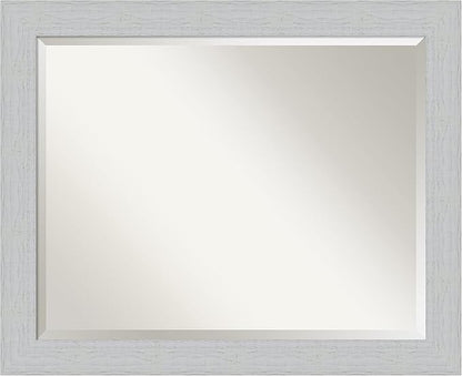 Amanti Art White Bathroom Mirror for Over Sink, 26x32 Shiplap White Rectangle Vanity Mirror, Large Coastal Wood Frame, Hangs Horizonally and Vertically, Bathroom Wall Decor, Beveled Edge from WI, USA
