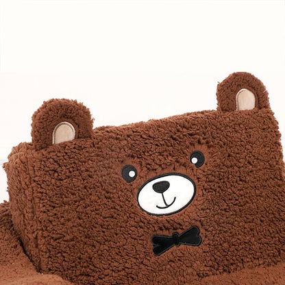 Kids Chairs for Toddler, 2-in-1 Toddler Soft Sherpa Couch Fold Out, Convertible Sofa to Lounger for Girls and Boys, Teddy Bear, Brown