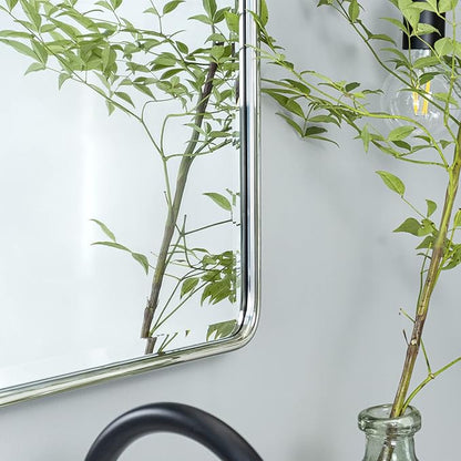 TEHOME 40x30'' Chrome Pivot Mirror Horizontal 30x40'' Metal Framed Rectangle Tilting Beveled Vanity Mirrors for Wall