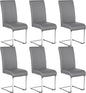 Yaheetech Dining Chairs Set of 6 Modern Faux Leather Upholstered Dining Room Chairs with High Back and Metal Chrome Legs for Kitchen/Living Room/Restaurant, Light Gray
