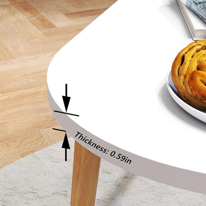 Oval Coffee Table Low Table with 4 Solid Wood Sturdy Legs, Floor Table Desk for Sitting on The Floor, Storage and Living Room Furniture (White)