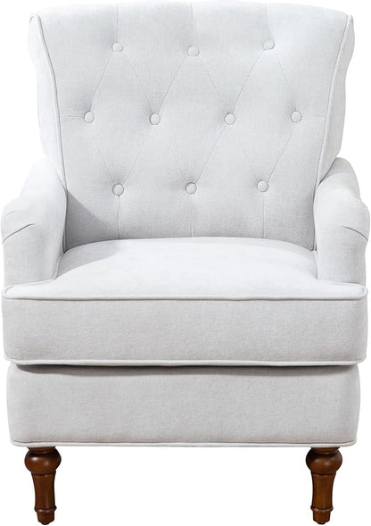 Ball & Cast Comfy Chenille Club Sofa Living Room Chairs,Accent Chair with Springs Cushions & Retro Wooden Legs,Reading Armchair for Bedroom,Office,Oatmeal