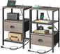 Nightstands Set of 2, Night Stands with Charging Station and Fabric Drawer, Grey Bedside Tables with Drawer, 2- Tier Side Table with Storage, Nightstands with Charging Station,Grey