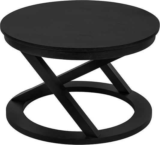 Kate and Laurel Aja Modern Round Wood Coffee Table; 26 Inch Diameter; Black; Decorative Contemporary Transitional Coffee Table for Hosting; Storage; and Display