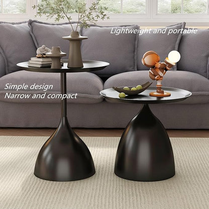 Nesting Tables, Black Side Tables, Modern End Tables for Living Room Nesting Coffee Table Set of 2,Console Table Pedestal Tables