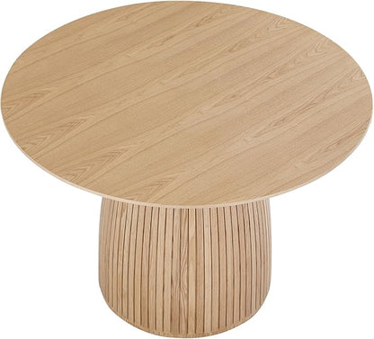 Wooden Kitchen Round Dining Table for 4-6, Round Kitchen Table with Circular Tabletop with Wood Pedestal Base, Rustic Farmhouse Furniture