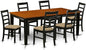 East West Furniture QUPF7-BCH-C 7 Piece Dining Table Set Consist of a Rectangle Dining Room Table with Butterfly Leaf and 6 Linen Fabric Upholstered Chairs, 40x78 Inch, Black & Cherry