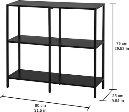 HDANI 31.5 Inch Metal Console Table with 3 Tier Strage Shelves,Narrow Entryway Table,Modern Sofa Tables for Entryway, Living Room,Bedroom,Black