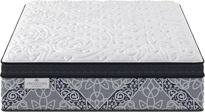 Kingsdown Passions Kelbrooke 16" Ultra Plush Euro Pillow Top Hybrid Mattress Full, Gel Memory Foam Layer Motion Isolation Quilted Top Premium Mattress