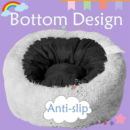 Bean Bag Chair for Kids with Plush Faux Fur Cover, 2.5FT Memory Foam Filled Bean Bag for Teens & Kids, Lazy Sofa for Living Room/Bedroom/Dorm, Rabbit-Ears Design