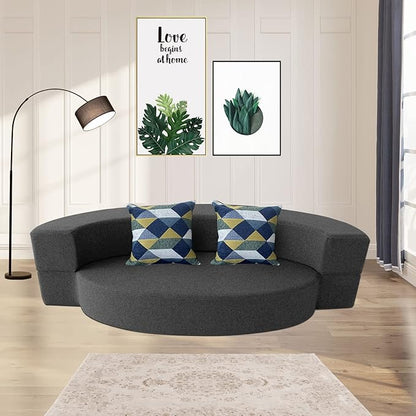 Modern Folding Sofa Bed Couch Memory Foam with 2 Pillows Sleeper Sofa futon Couch for Bedroom Living Room Guests, Washable Set, Stylish Oval 76''L × 41.5''D × 10''H,Dark Gray