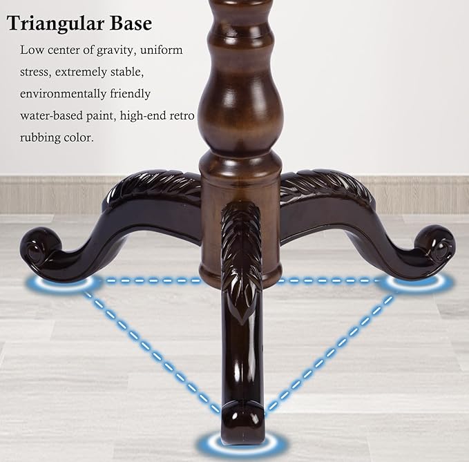 Coat Rack Stand, Solid Wooden Coat Tree with 11 Hooks, Heavy Duty Coat Rack Freestanding with Sturdy Round Base, Natural Birch Wood Coat Hanger Stand for Entryway Bedroom (brown Triangle)