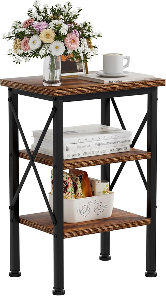 VECELO Modern Nightstands X-Design Side End Table Night Stand with Storage Shelf for Bedroom,Living Room