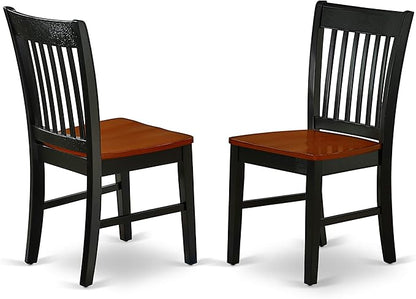 East West Furniture QUNO7-BCH-W 7 Piece Dining Room Table Set Consist of a Rectangle Kitchen Table with Butterfly Leaf and 6 Dining Chairs, 40x78 Inch, Black & Cherry