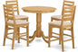 East West Furniture JACF5-OAK-C 5 Piece Counter Height Pub Set Includes a Round Dining Table with Pedestal and 4 Linen Fabric Upholstered Kitchen Chairs, 36x36 Inch, Oak