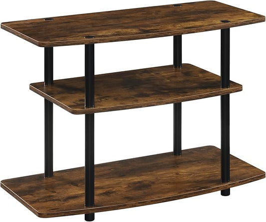 Convenience Concepts Designs2Go No Tools 3-Tier TV Stand 31.5" - Entertainment Center for TVs up to 37 Inches, Modern TV Console with Shelves for Living Room, Family Room, Barnwood/Black