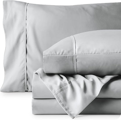 Bare Home Twin Sheet Set - 1800 Ultra-Soft Microfiber Twin Bed Sheets - Double Brushed - Deep Pockets - Easy Fit - 3 Piece Set - Bed Sheets (Twin, French Grey)