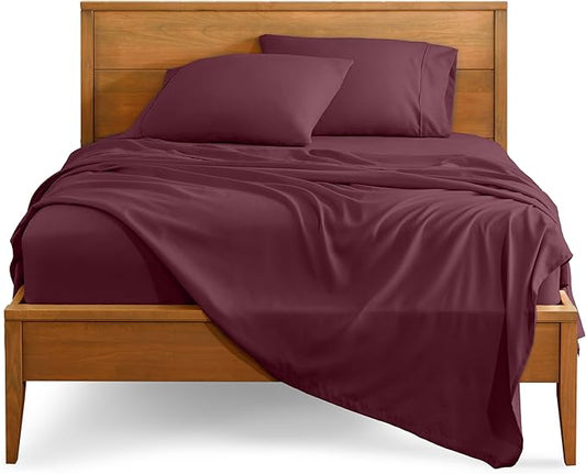 Bare Home Full Sheet Set - Luxury 1800 Ultra-Soft Microfiber Full Bed Sheets - Double Brushed - Deep Pockets - Easy Fit - 4 Piece Set - Bedding Sheets & Pillowcases (Full, Burgundy)