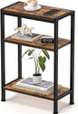 Narrow Side Table for Small Space, 3-Tier Small End Table with Shelf Holder, Slim Nightstand, Skinny Snack Couch Table in Living Room, Bedroom, Study, Kitchen and Balcony（Rustic Brown