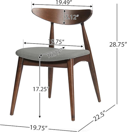 Christopher Knight Home Barron Fabric and Walnut Wood Dining Set, 5-Pcs Set, Light Grey / Walnut