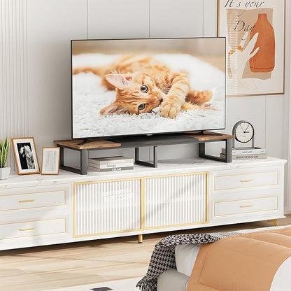 aboxoo 47" TV Riser for 32-60 inch TV, TV Riser Stand Shelf, Tabletop TV Stand Riser, Computer Monitor Table for Home Living Room, Study Office (Brown)