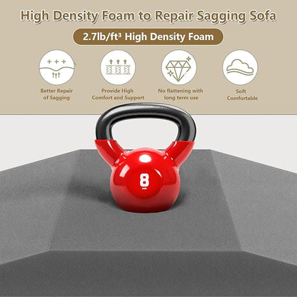 Couch Cushion Support, Sofa Cushion Supports for Sagging Cushions Trapezoid High Density Foam Replacement for Furniture Seat Sagging Gray Set of 1