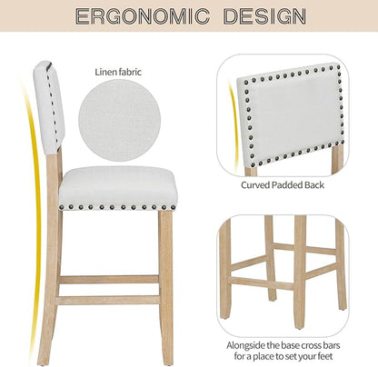 Ball & Cast 5 Piece Wood Dining Table Set with 4 Upholstered Chairs,Kitchen Table and Chairs for 4 W/ 52" Rectangle Desk,for Restaurant,Home Bistro,Natural Wood Wash