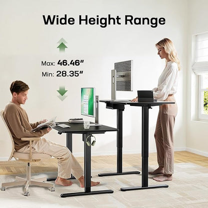 Marsail Electric Standing Desk with One-Piece Desktop,48 x 24 Height Adjustable Office Gaming Computer Desk with Deeper Tabletop,Home Office Stand up Desk with 4 Memory Presets, Table for Bedroom
