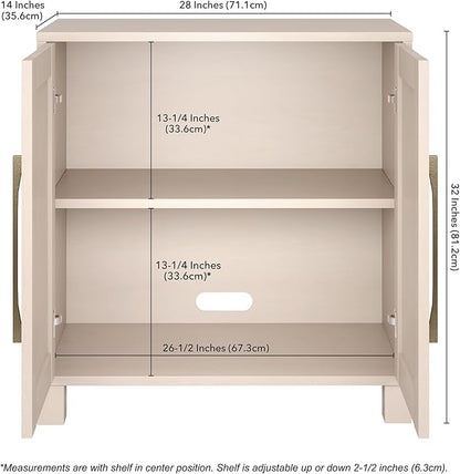 Henn&Hart 28" Wide Rectangular Accent Cabinet in Beech White, for Home, Living Room, Bedroom, Entertainment Room, Office.