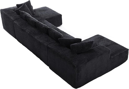 Free Combination Cloud Boneless Modular Sectional Sofa with Chaise Lounge,Modern Minimalist Upholstered Couches, Oversized U Shaped Lounge Sofa Couch w/ 8 Pillows