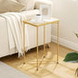 Garden 4 you Small Side Table, Glass End Table, Outdoor Side Table with Metal Frame, Mini Bedside Table for Living Room, Bedroom, Patio, Small Space, Gold