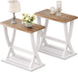 ChooChoo Farmhouse End Tables Living Room Set of 2, Narrow Side Table with Storage Shelf, Modern X-Design Slim End Table for Living Room, 11.8" D*23.6" W*23.4" D