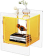 Acrylic Nightstand Colorful Bedside Table with Open Storage Shelf,Clear Side Table for Living Room (1, Yellow)