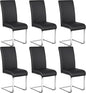 Yaheetech Dining Chairs Set of 6 Modern Faux Leather Upholstered Dining Room Chairs with High Back and Metal Chrome Legs for Kitchen/Living Room/Restaurant, Black