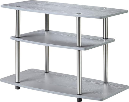 Convenience Concepts Designs2Go No Tools 3-Tier Stand Entertainment Center 37 Inches, Modern TV Console with Shelves for Living Room, 31.5", Gray