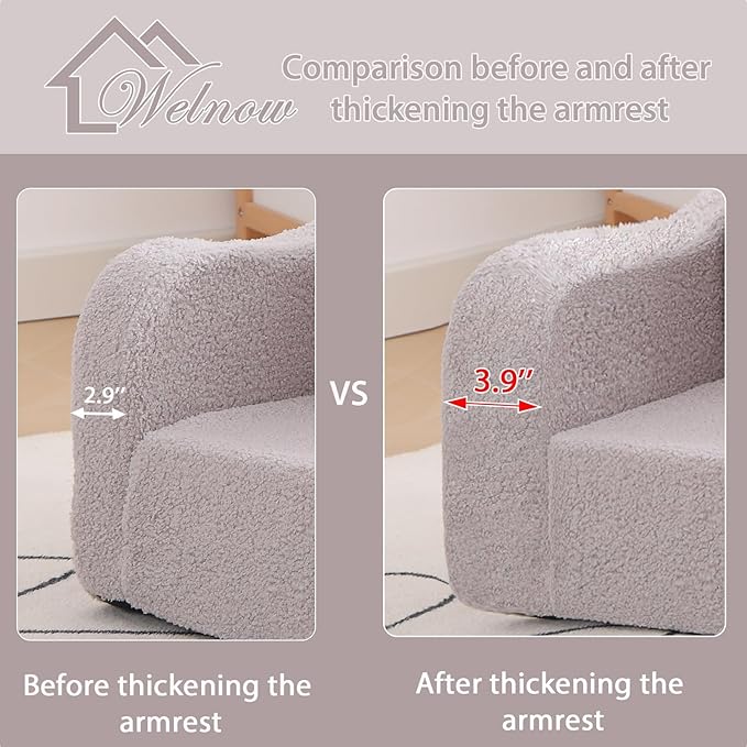 Welnow Kids Sofa, 2-in-1 Soft Sherpa Toddler Chair, Convertible Toddler Couch Lounger, Flip Out Kids Couch Chair with Side Pockets & Removable Cover for Girls and Boys, Pink