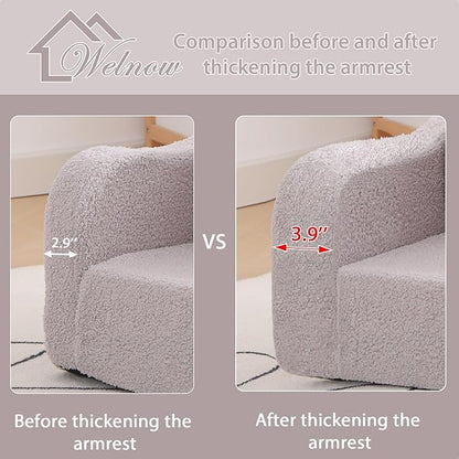 Welnow Kids Sofa, 2-in-1 Soft Sherpa Toddler Chair, Convertible Toddler Couch Lounger, Flip Out Kids Couch Chair with Side Pockets & Removable Cover for Girls and Boys, Pink